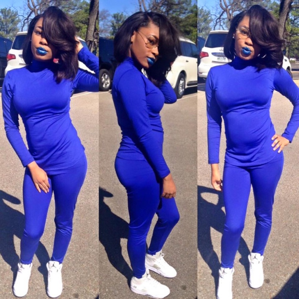 Royal blue long sleeve pant set